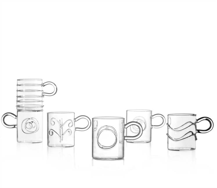 Set Of 6 Coffee Cups, Deco