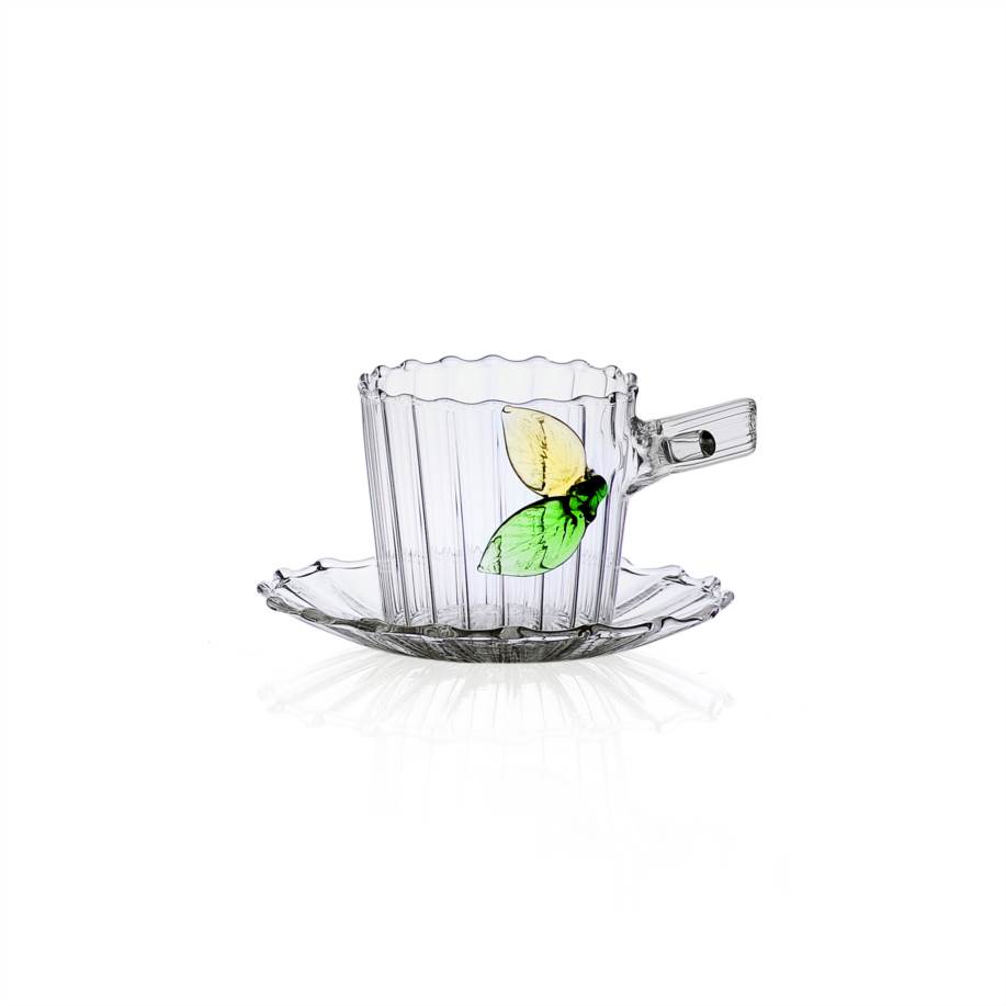 Tazza caffè con piattino Foglie