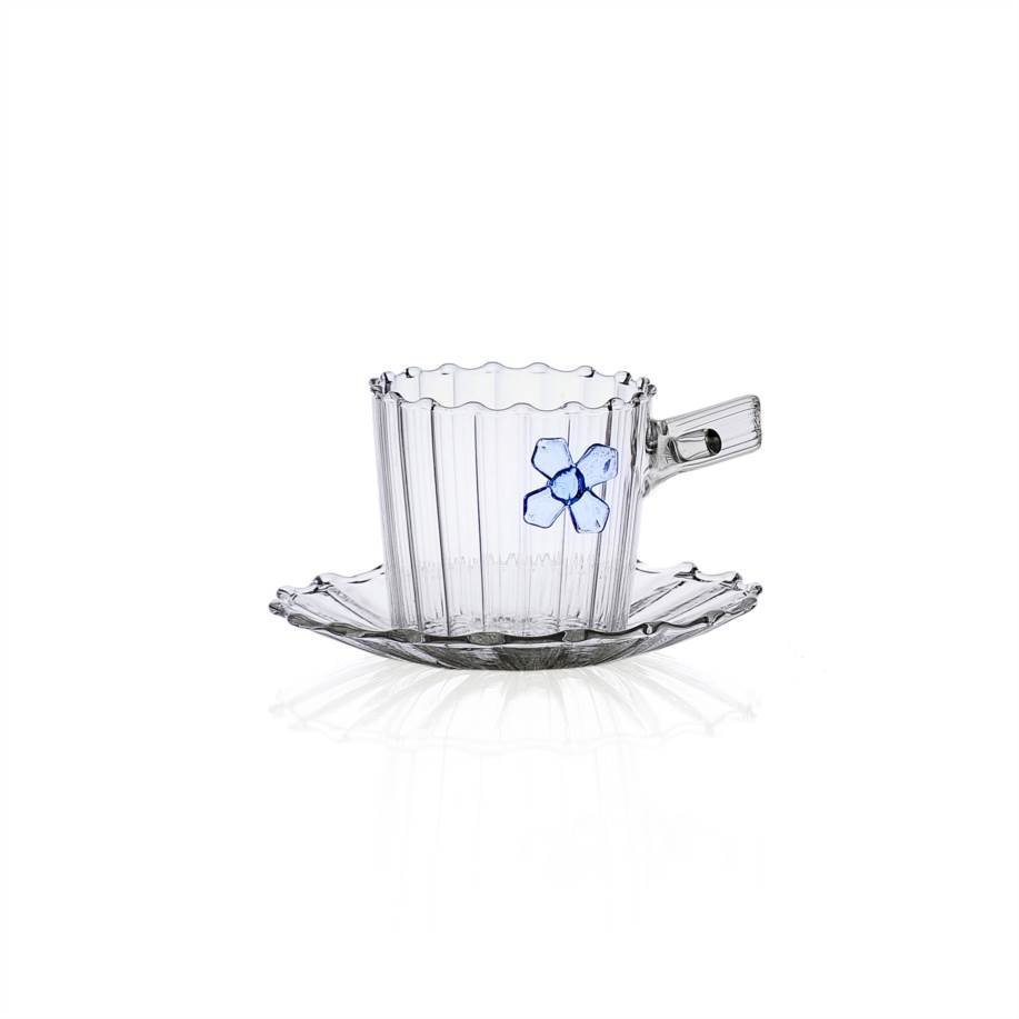 Coffee W/saucer Blue Flower