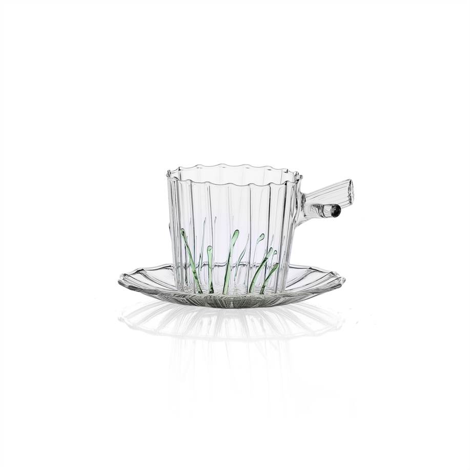 Tazza tè con piattino Erba verde