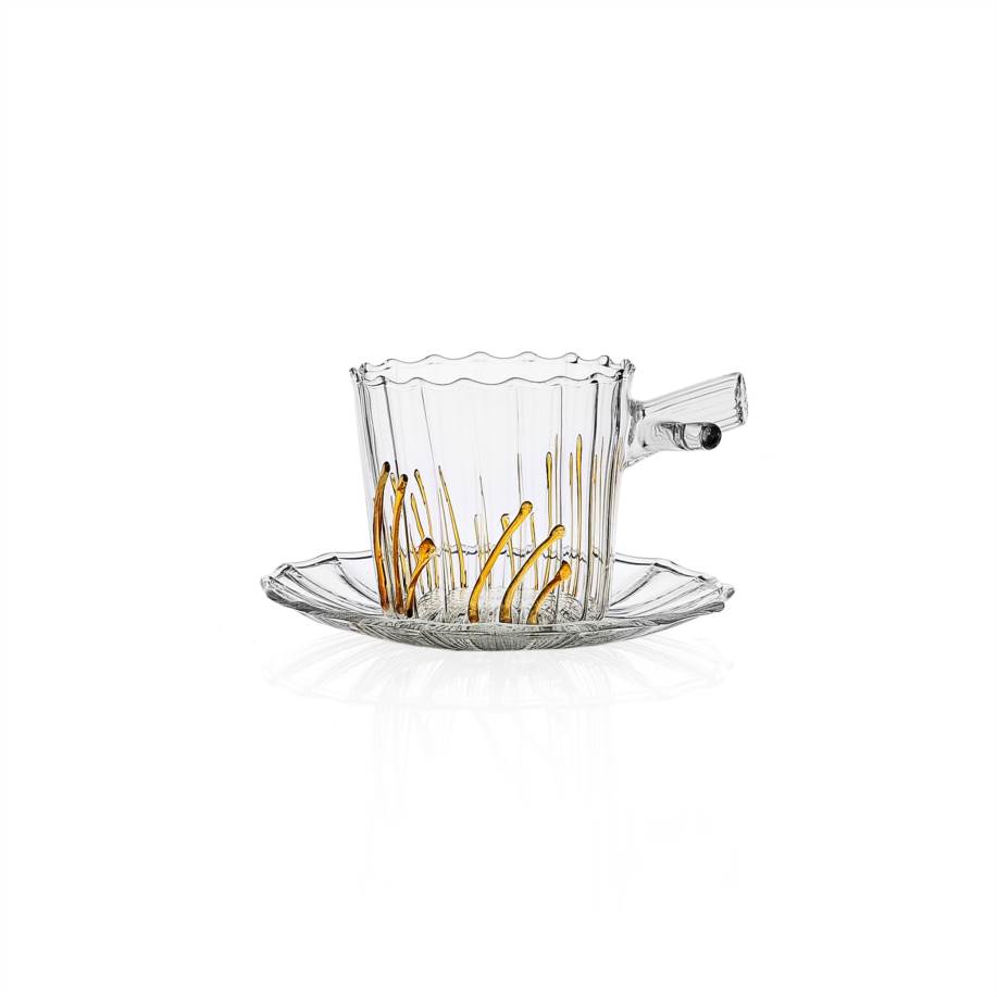 Tea W/saucer Amber Grass