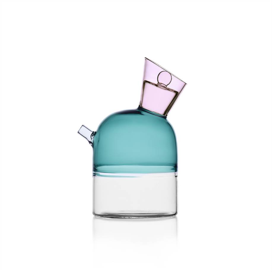 Oil Bottle Clear/petrolblue/pink