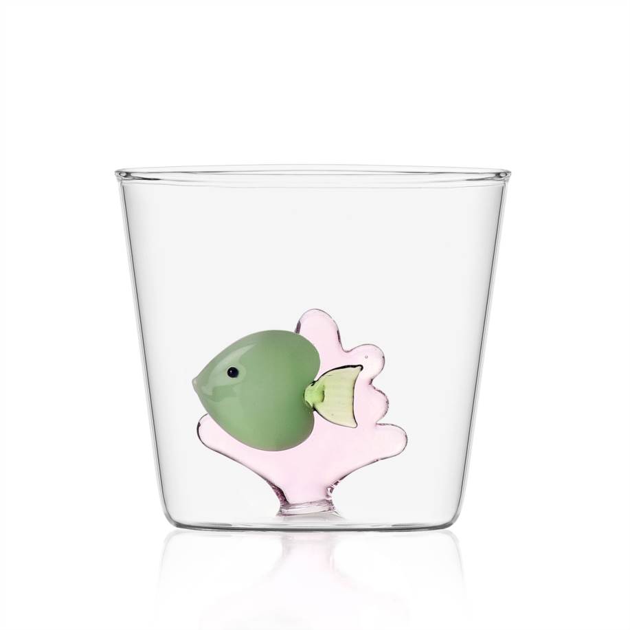 Tumbler  green fish - pink seaweed