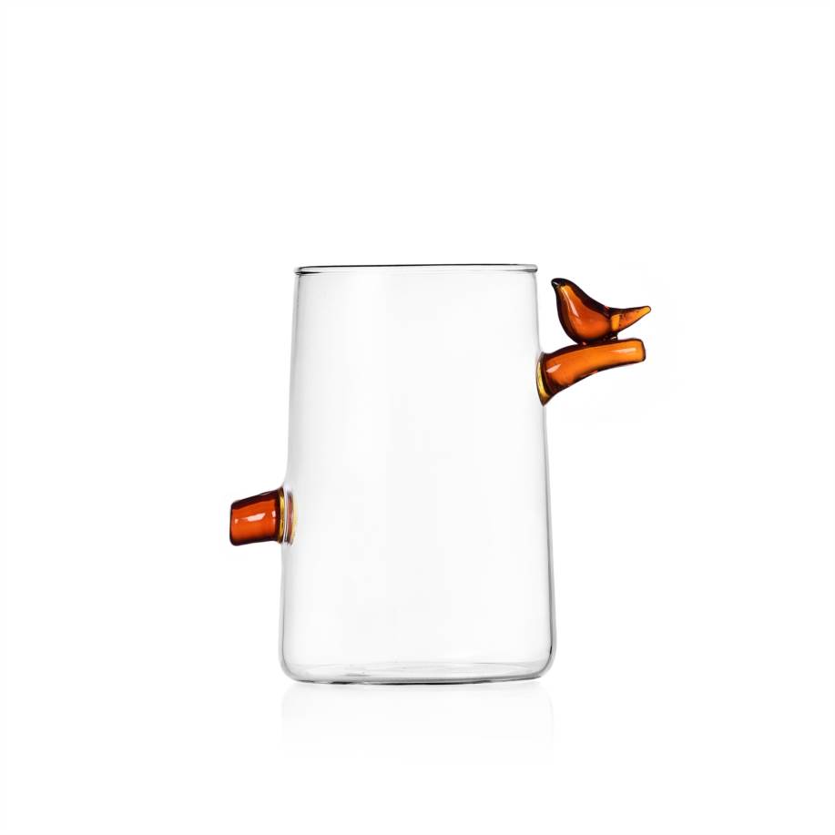 Bicchiere bibita uccellino ambra