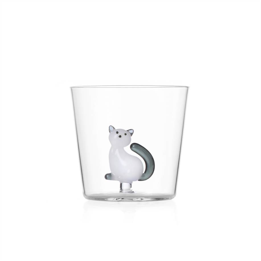 Tumbler Gatto bianco con coda grigia