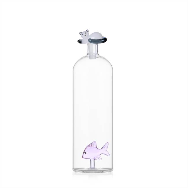 Bottle Pink Fish & White cat with smoke tail