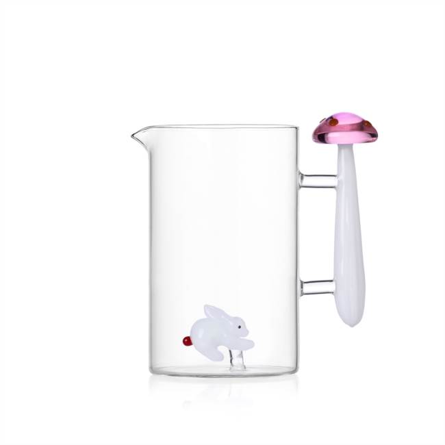 Jug White rabbit & Pink mushroom