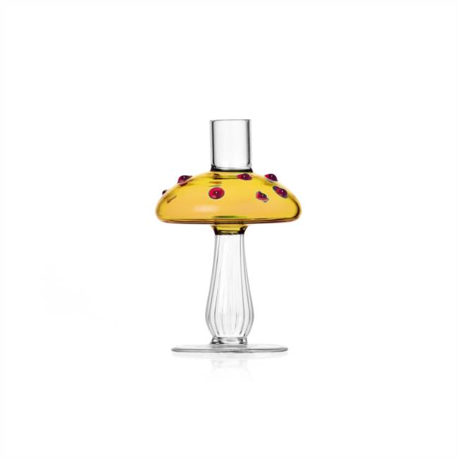 Candle holder Amber mushroom with red dots