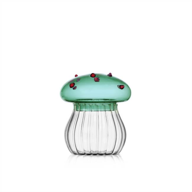 Sugar bowl Green mushroom with red dots