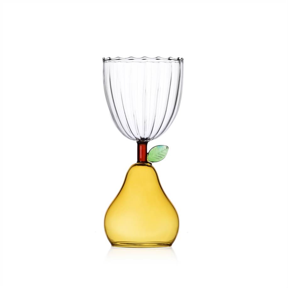 Stemmed glass pear yellow