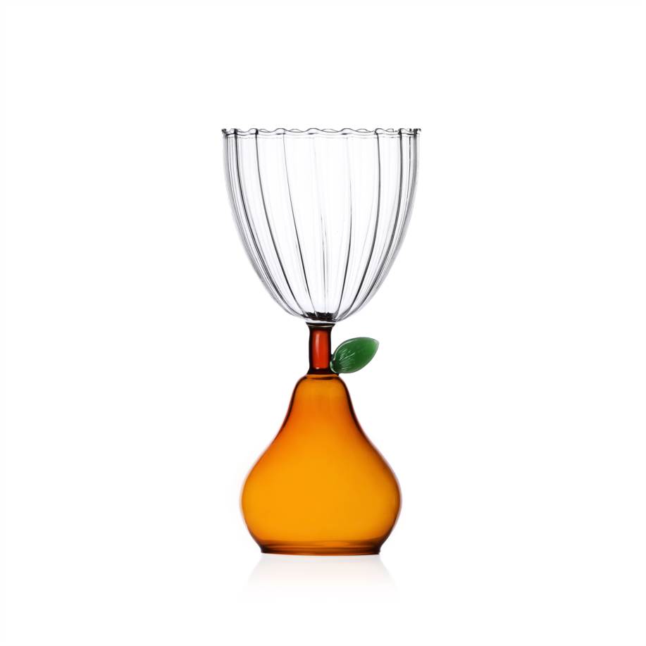 Stemmed glass pear amber