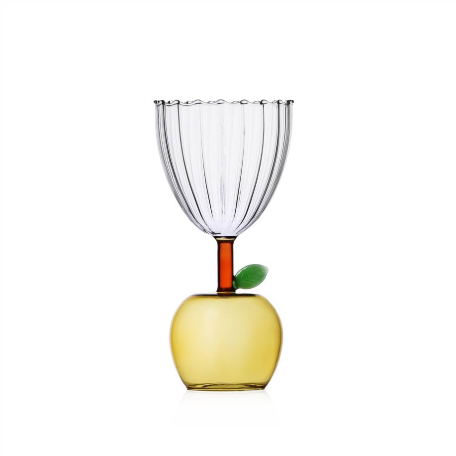 Stemmed glass apple yellow