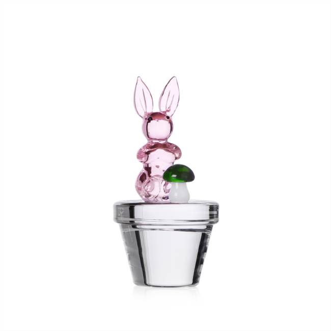 Paperweight/placeholder pink rabbit - mushroom