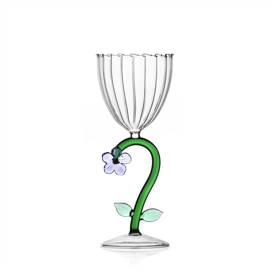 Optical stemmed glass lilac flower