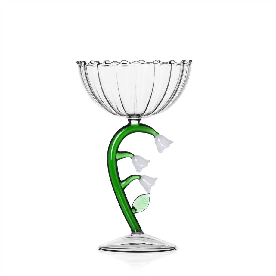 Optical champagne bowl white flower