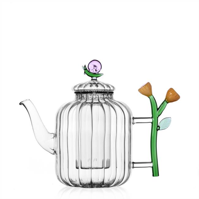 Optical teapot snail and amber flower