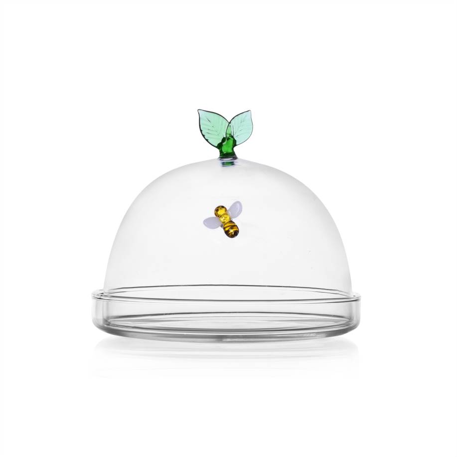 Dome with dish Bee and leaf diam 14cm
