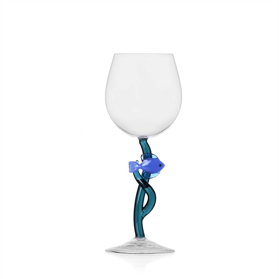 Stemmed glass blue fish