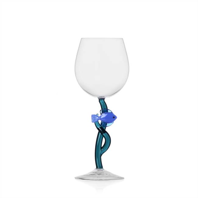 Stemmed glass blue fish