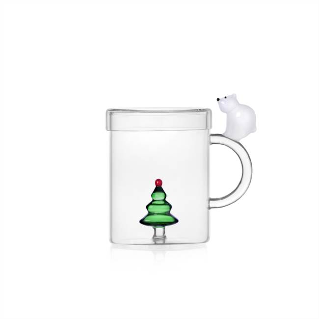 Tea mug w/lid wish tree&white bear