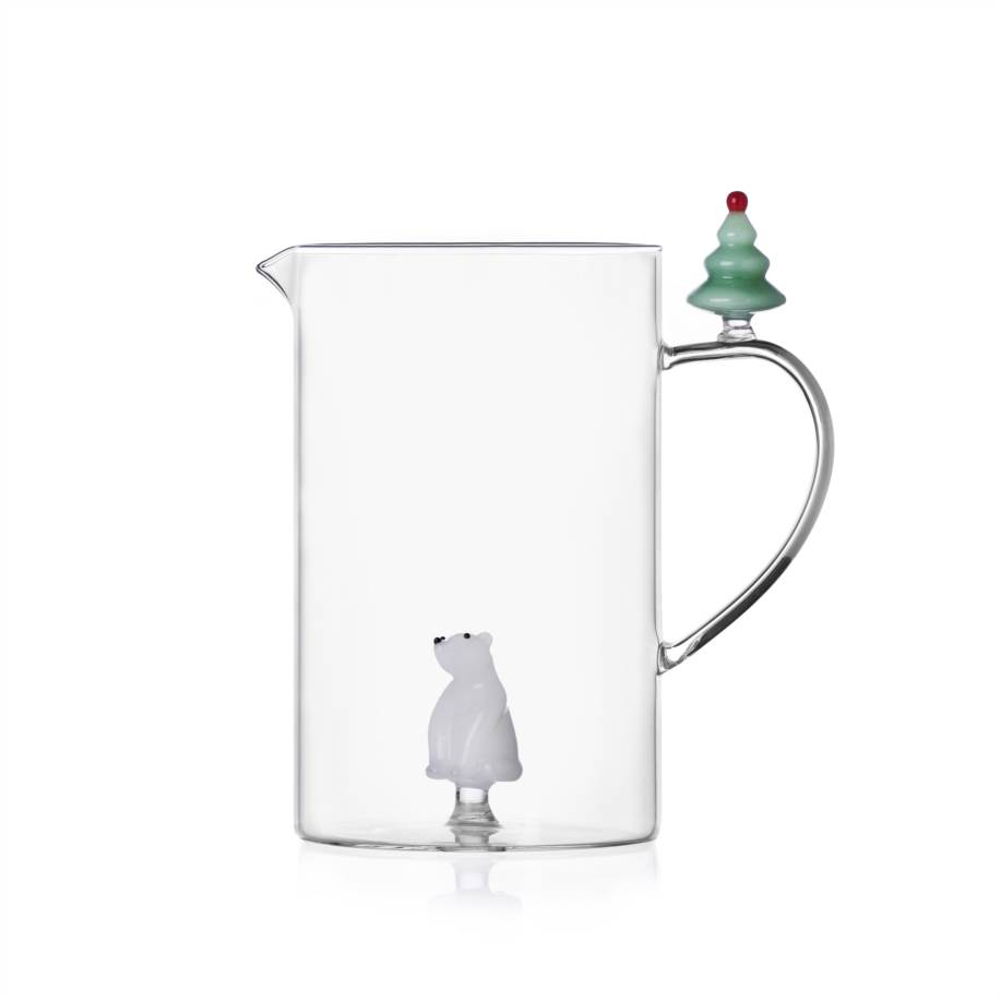 Tea mug w/lid white bear & wish tree
