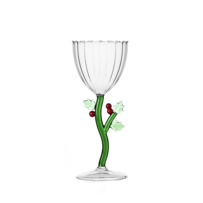  Christmas edition holly stem glass