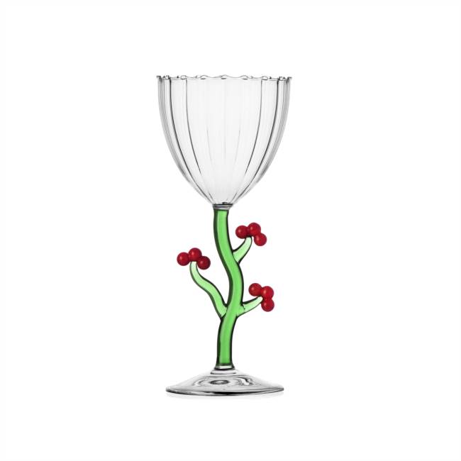 Christmas edition  berries curved stem glass