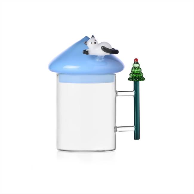 Mug w/ lid lying cat