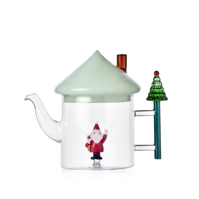 Teapot Santa Claus green lid