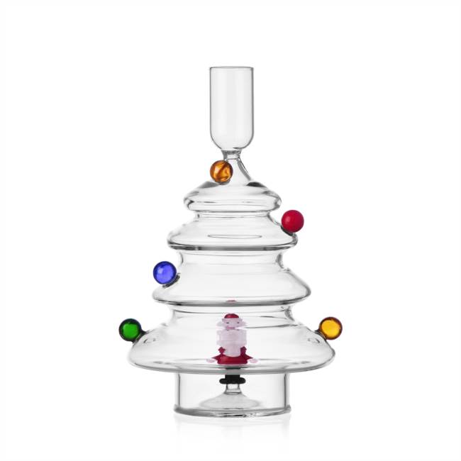 Candleholder Santa&coloured balls