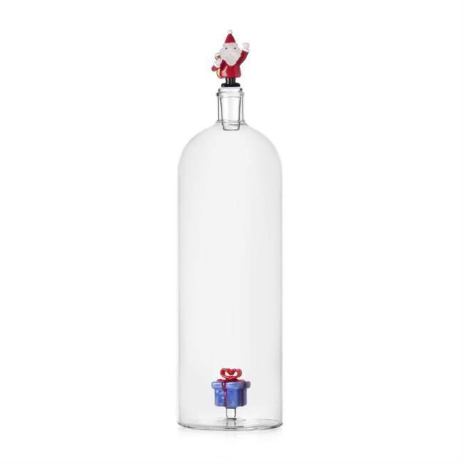 Bottle Santa Claus&light blue gift