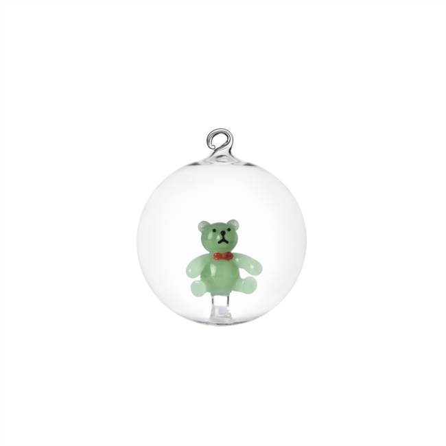 Christmas ball green teddy bear