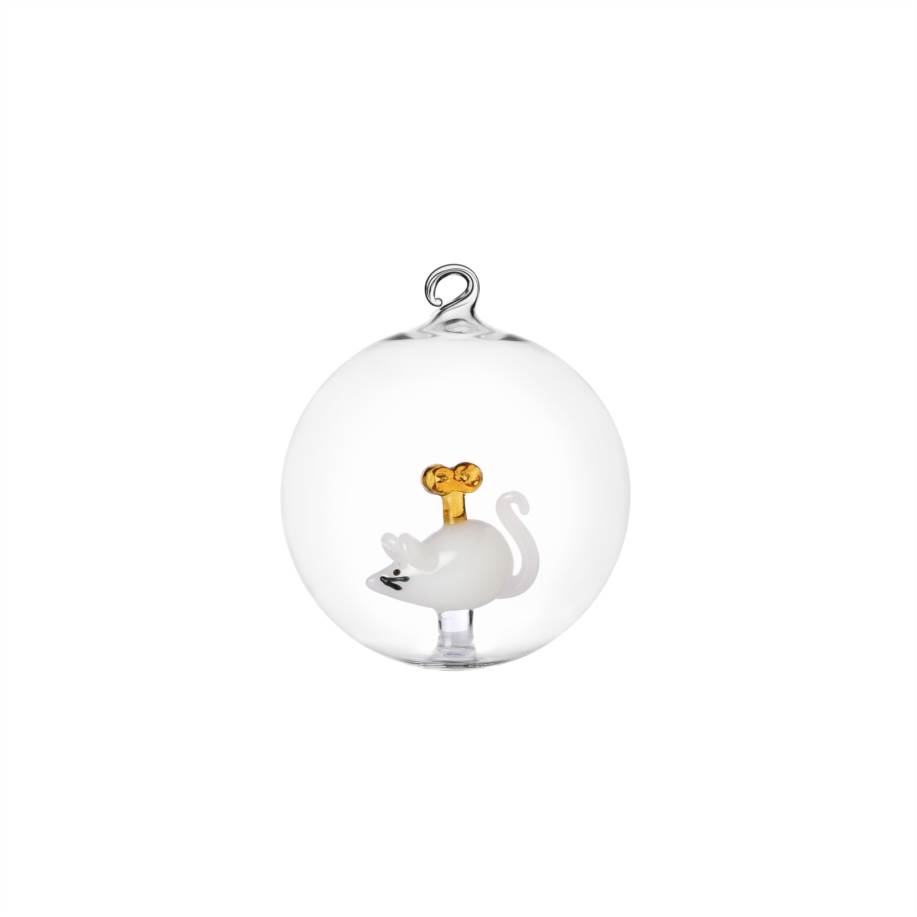Christmas ball white mouse