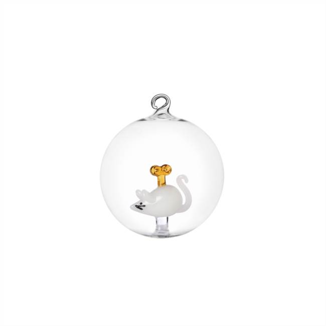 Christmas ball white mouse