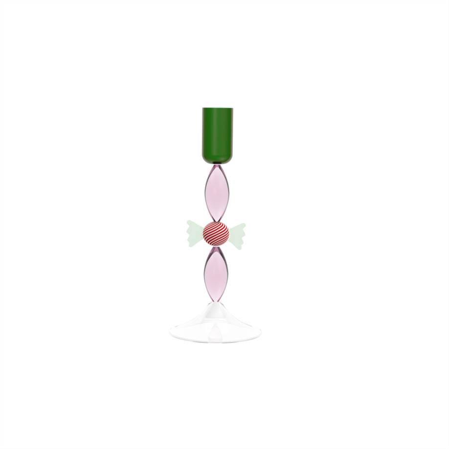 Candleholder green/red candy