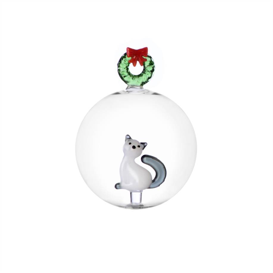 palla di Natale gatto&ghirlanda