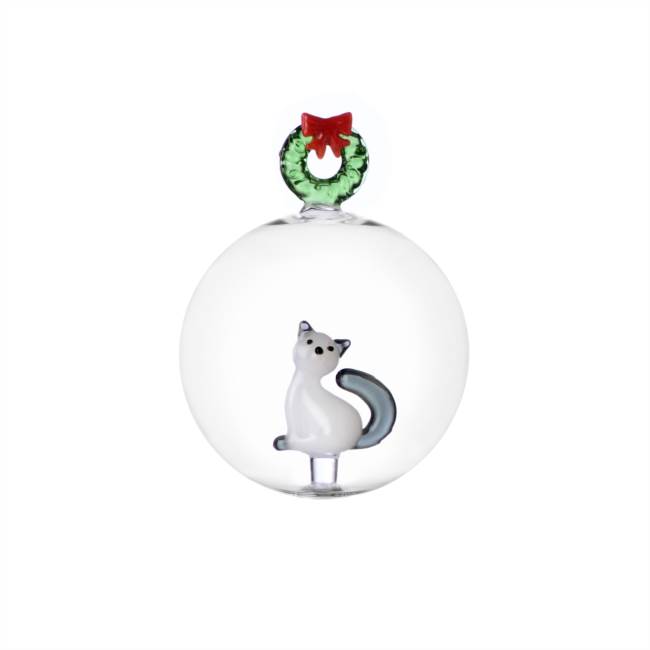 palla di Natale gatto&ghirlanda