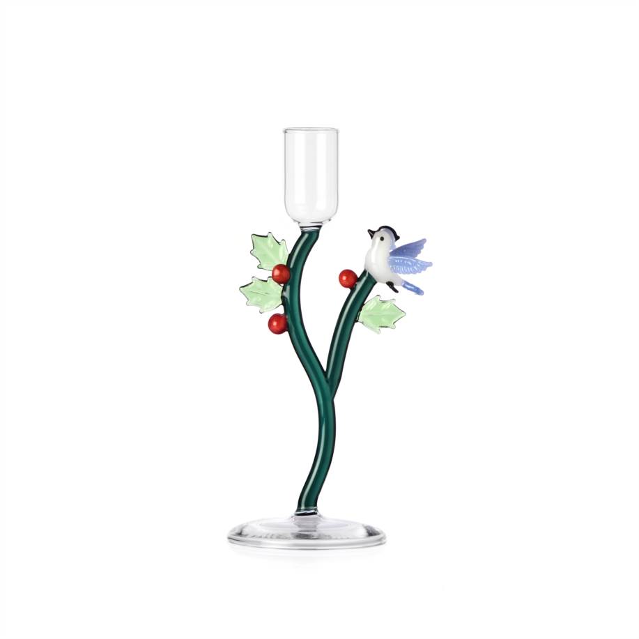 Candeliere agrifoglio&uccellino azzurro