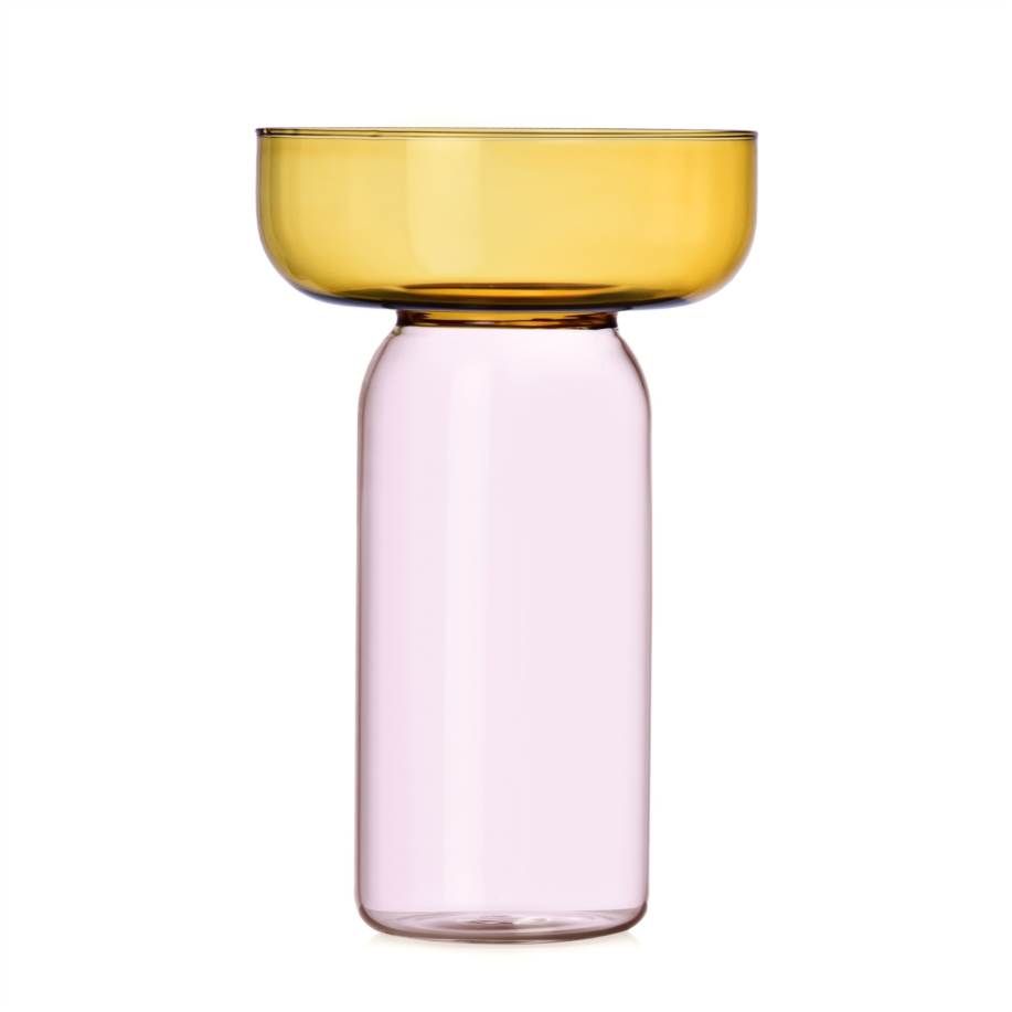 Vaso cilindrico medio ambra-rosa