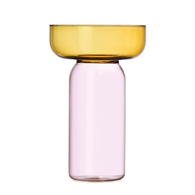 Vaso cilindrico medio ambra-rosa