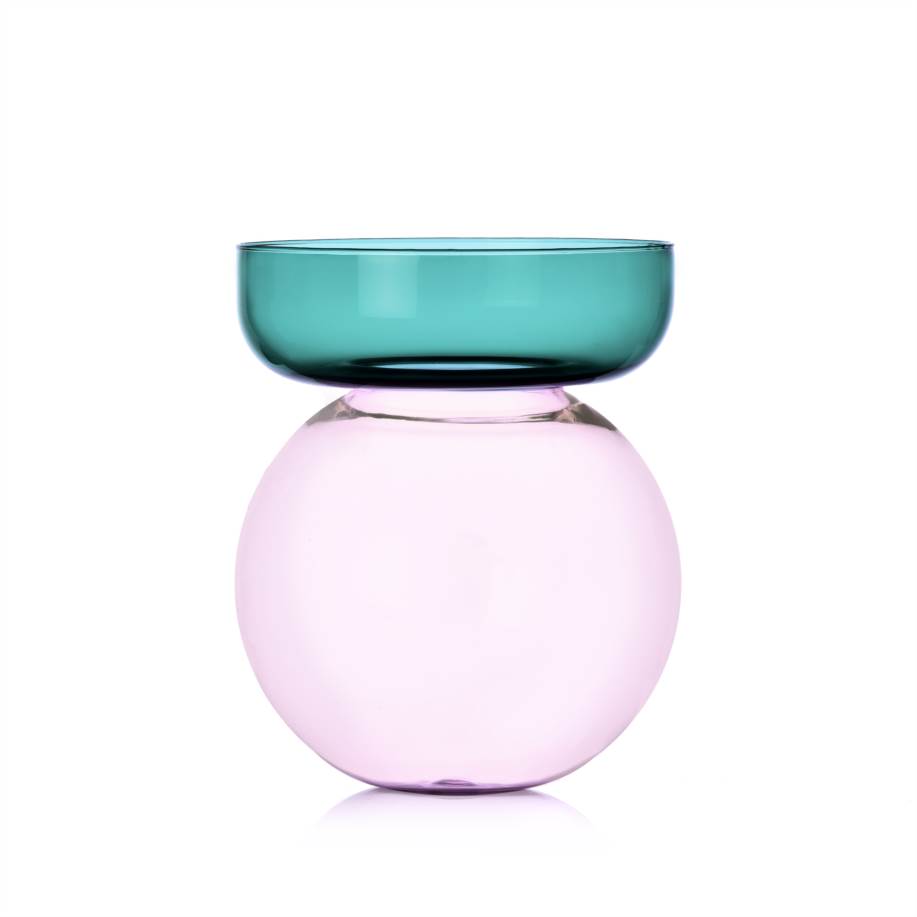 Vaso sferico piccolo petrolio-rosa