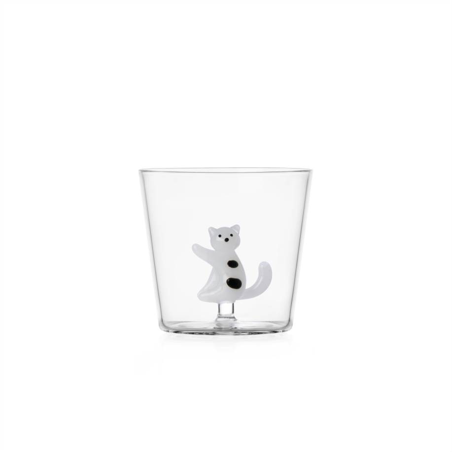 Tumbler white cat black spots