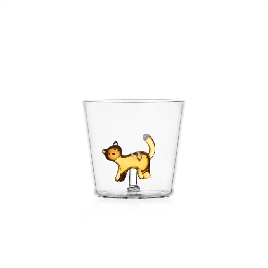 Tumbler amber cat white stripes