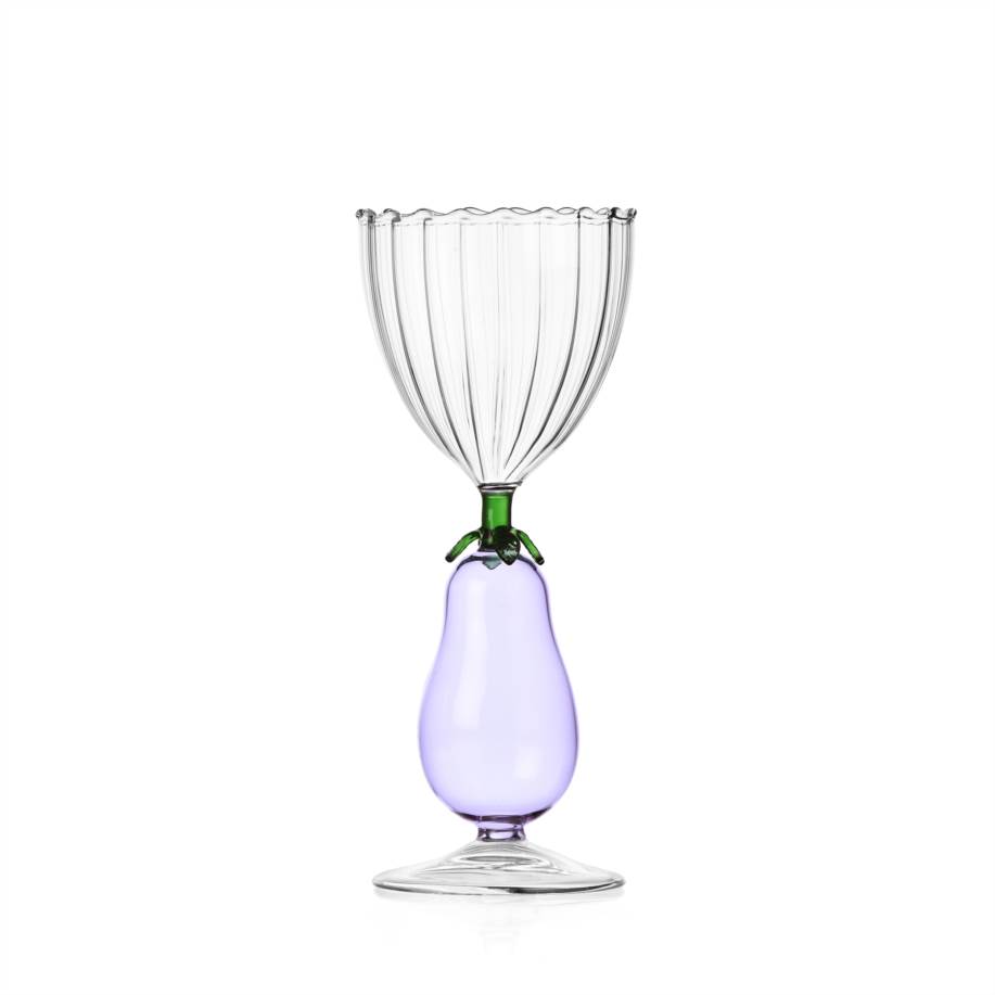 Optical stemmed glass eggplant