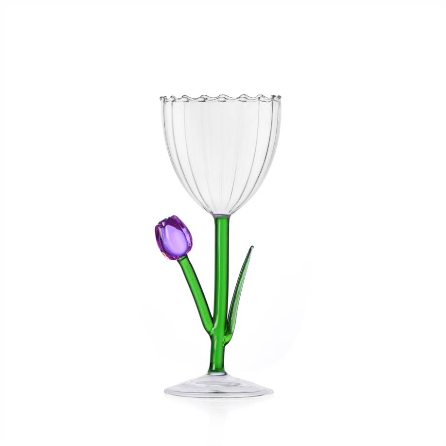 Optic stemmed glass lilac tulip 