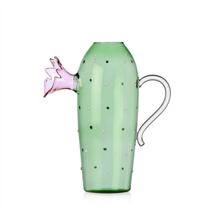 Jug green cactus w/pink flower