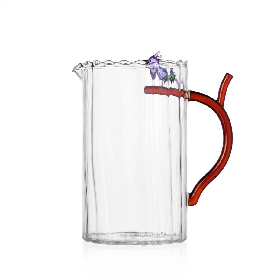 Brocca cacatua blu con ramo