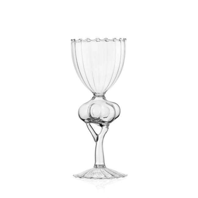 Stemmed glass califlower clear