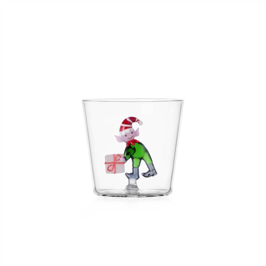 Tumbler green elf w/gift