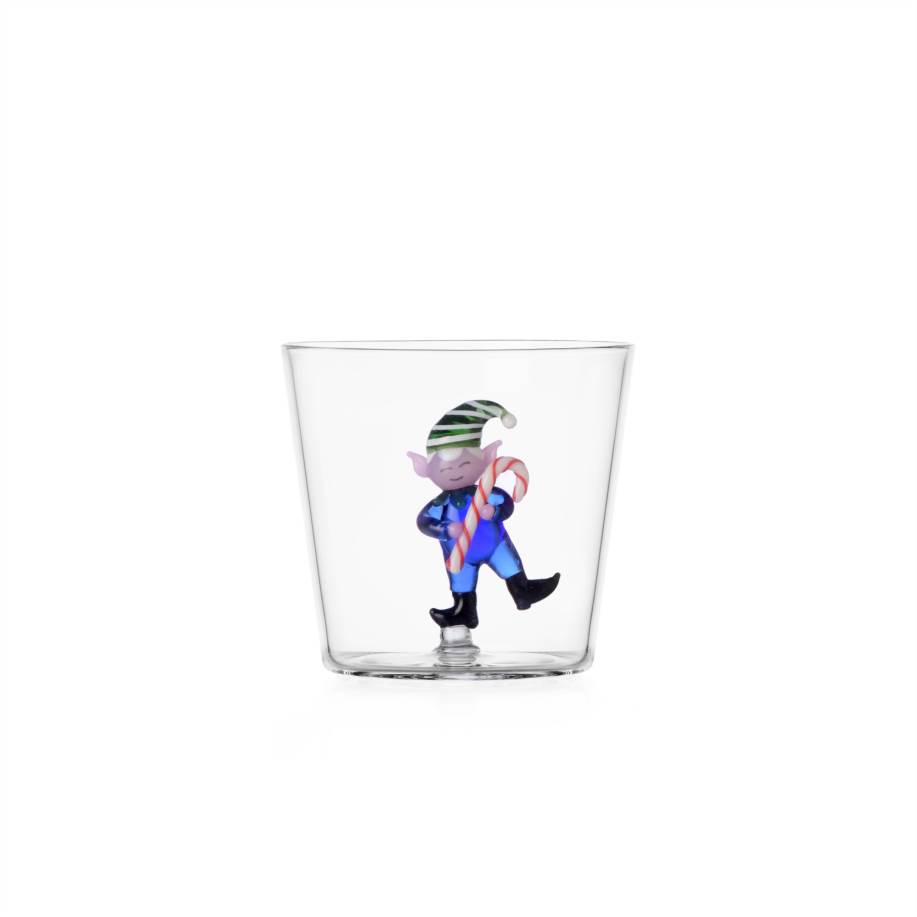 Tumbler elfo blu con bastoncino di zucchero